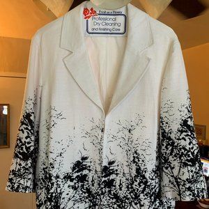 3/4 sleeve tailored black and white blazer